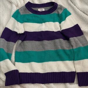 Place Striped Crewneck Sweater in Purple, Teal & Gray